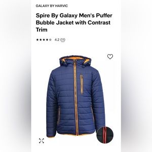Spire By Galaxy Men's Puffer Bubble Jacket with Contrast Trim size medium
